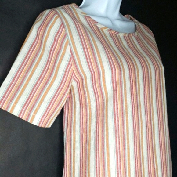 Roolee Striped Cotton Linine Button Side Hipster Woven Midi Dress w/ Pockets - Picture 7 of 16